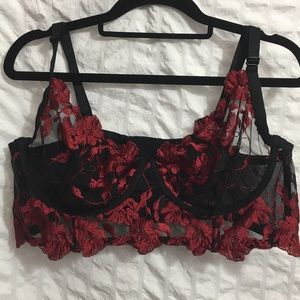 Torrid Red Embroidered Mesh Underwire Longline Bralette